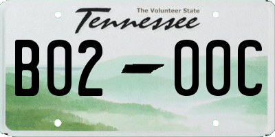 TN license plate B0200C