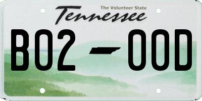 TN license plate B0200D