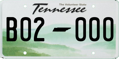 TN license plate B0200O