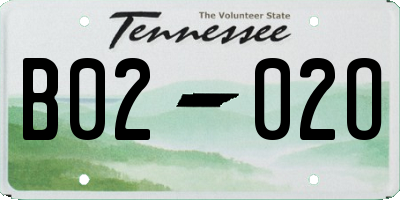 TN license plate B0202O