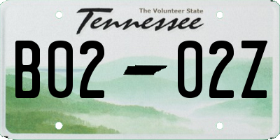TN license plate B0202Z