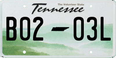 TN license plate B0203L