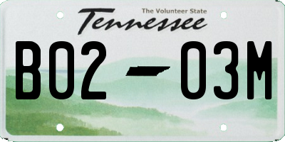 TN license plate B0203M