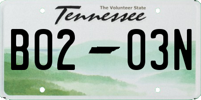TN license plate B0203N