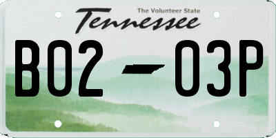 TN license plate B0203P