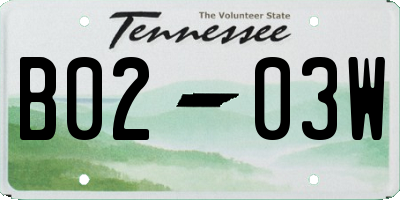TN license plate B0203W