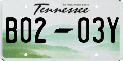 TN license plate B0203Y