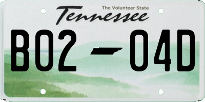 TN license plate B0204D