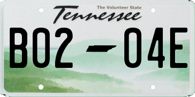 TN license plate B0204E