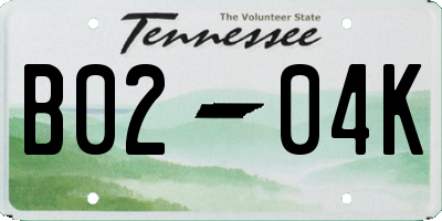TN license plate B0204K