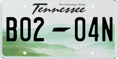 TN license plate B0204N