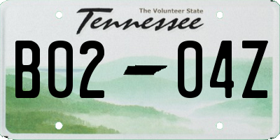 TN license plate B0204Z