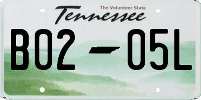 TN license plate B0205L