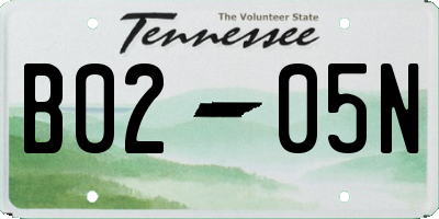 TN license plate B0205N