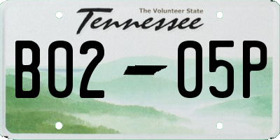TN license plate B0205P