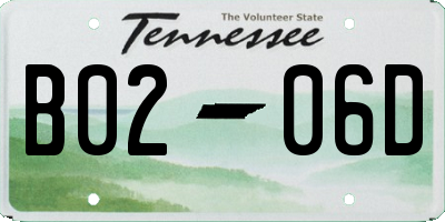 TN license plate B0206D