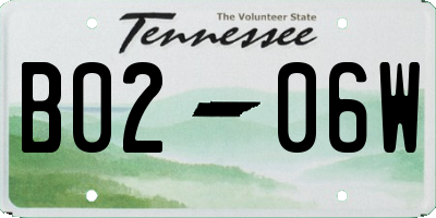 TN license plate B0206W