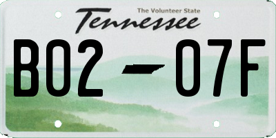 TN license plate B0207F