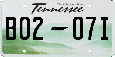 TN license plate B0207I