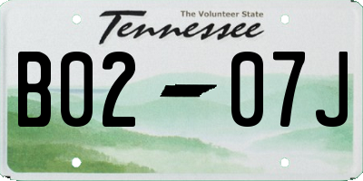 TN license plate B0207J