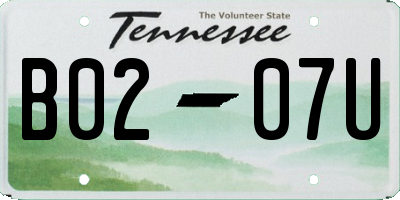 TN license plate B0207U
