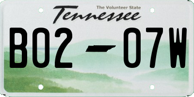 TN license plate B0207W