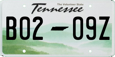 TN license plate B0209Z