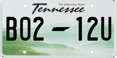 TN license plate B0212U