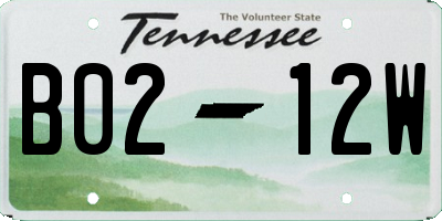 TN license plate B0212W
