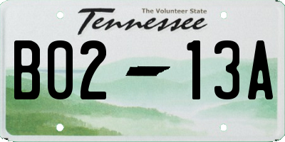 TN license plate B0213A