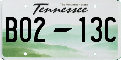 TN license plate B0213C