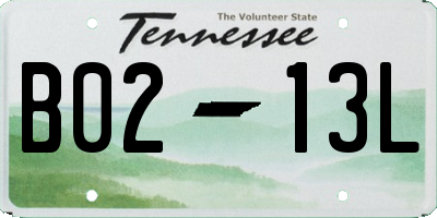 TN license plate B0213L