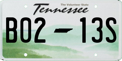 TN license plate B0213S