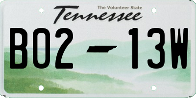 TN license plate B0213W