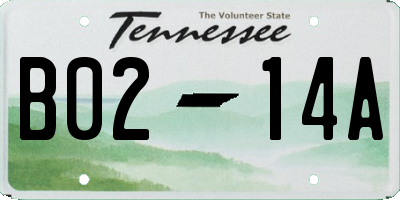 TN license plate B0214A