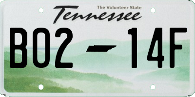TN license plate B0214F