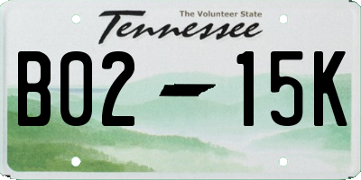 TN license plate B0215K