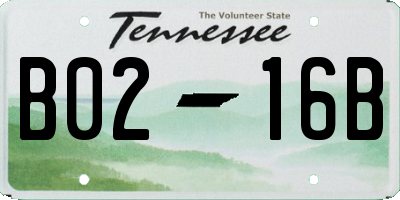 TN license plate B0216B