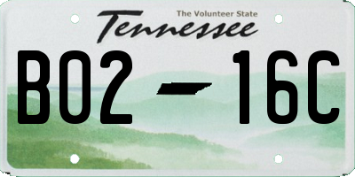 TN license plate B0216C