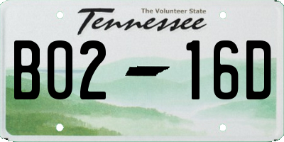 TN license plate B0216D