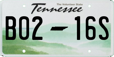 TN license plate B0216S
