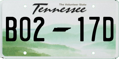 TN license plate B0217D