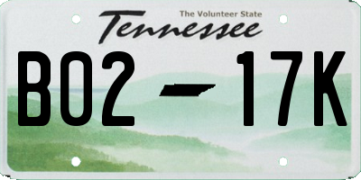 TN license plate B0217K