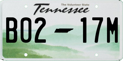 TN license plate B0217M