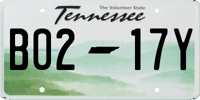 TN license plate B0217Y