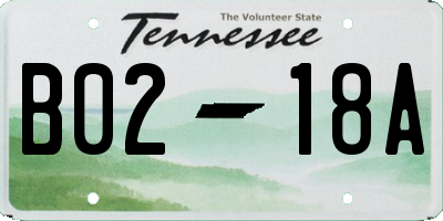 TN license plate B0218A