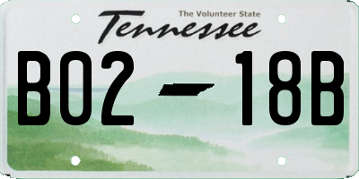 TN license plate B0218B
