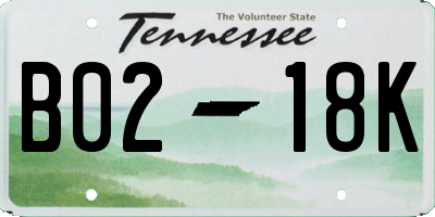 TN license plate B0218K