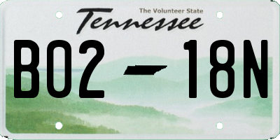 TN license plate B0218N