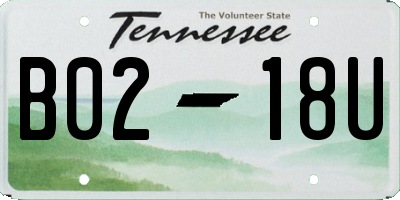 TN license plate B0218U